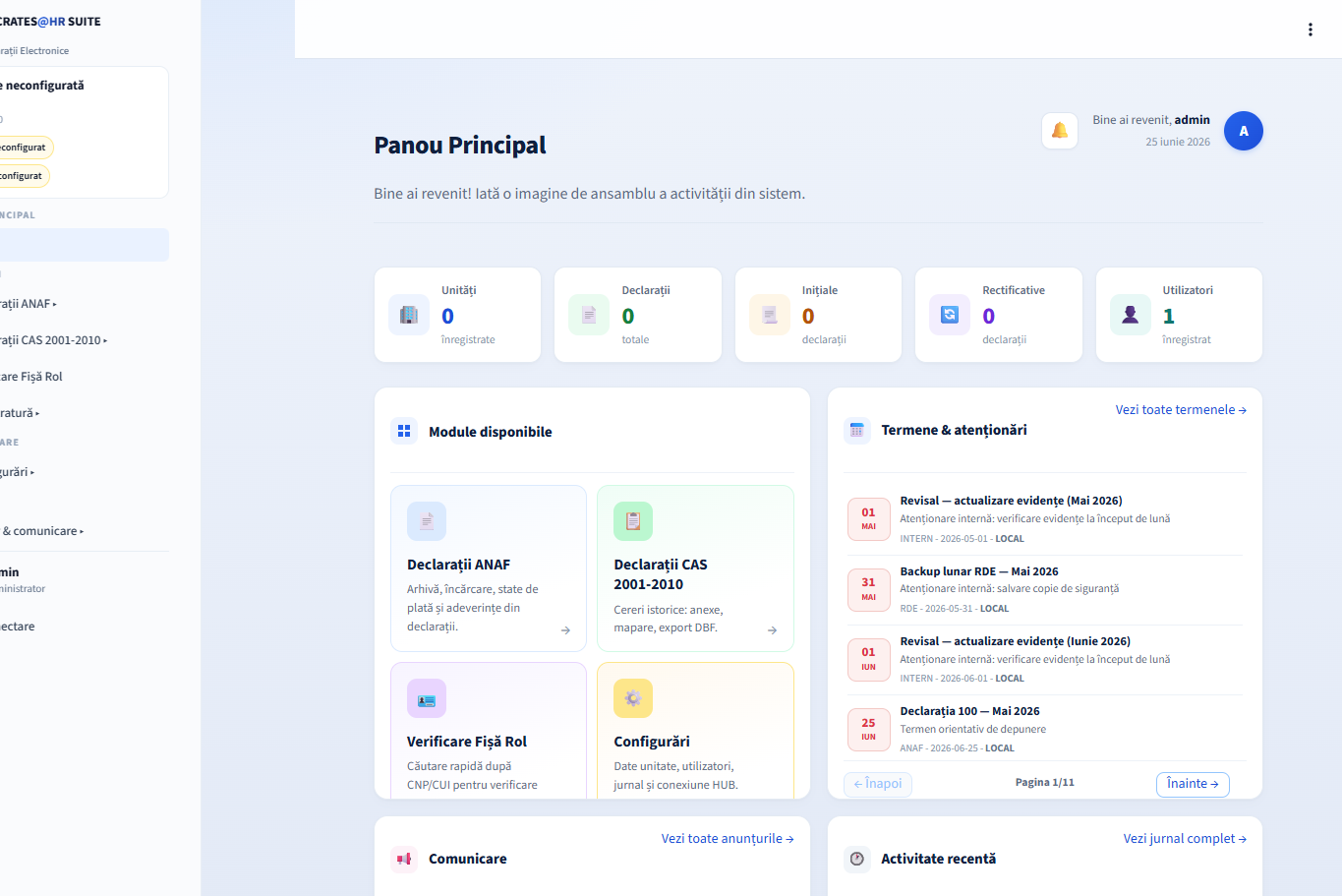 Dashboard — SOCRATES Registru
