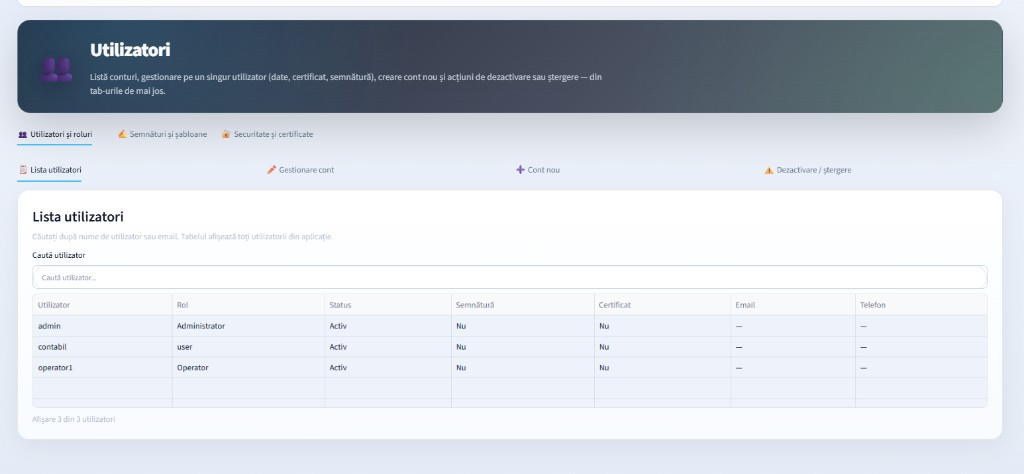 Utilizatori — SOCRATES Registru