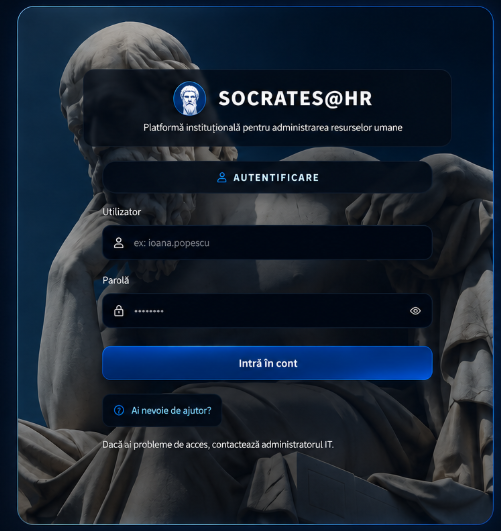 Pagina de autentificare SOCRATES@HR